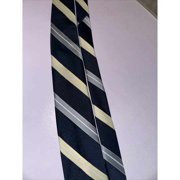 Ketch striped necktie Navy Blue Yellow And Grey RN 16484 (55L 3W) - Picture 7 of 12